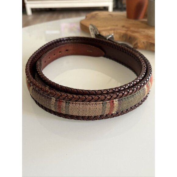 Vintage Boho Leather & stitched Fabric Belt USA 40 - Picture 2 of 5